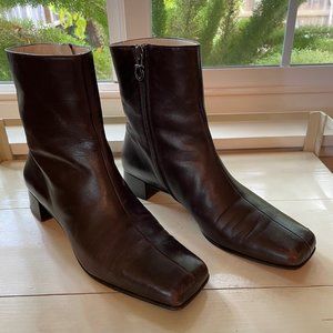 Vintage Salvatore Ferragamo Leather Mid-Calf Boots Brown Side Zip Size 7 1/2 B